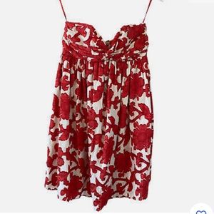 ❤️🤍EUC Milly of NY🤍❤️limited red/floral appliqué strapless dress.